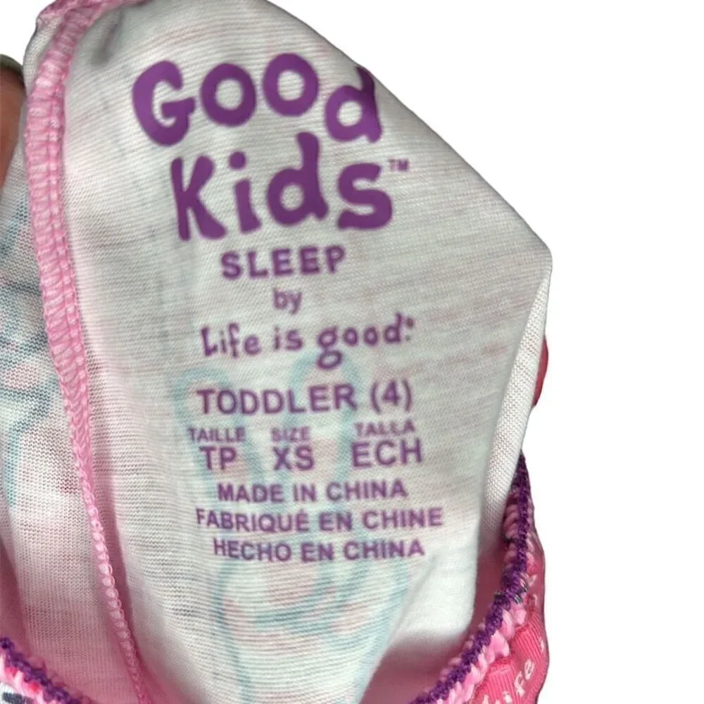 Life Is Good Girls Pink Peace Sign Pajama Pants Size XS 4T NWT - Picture 3 of 3